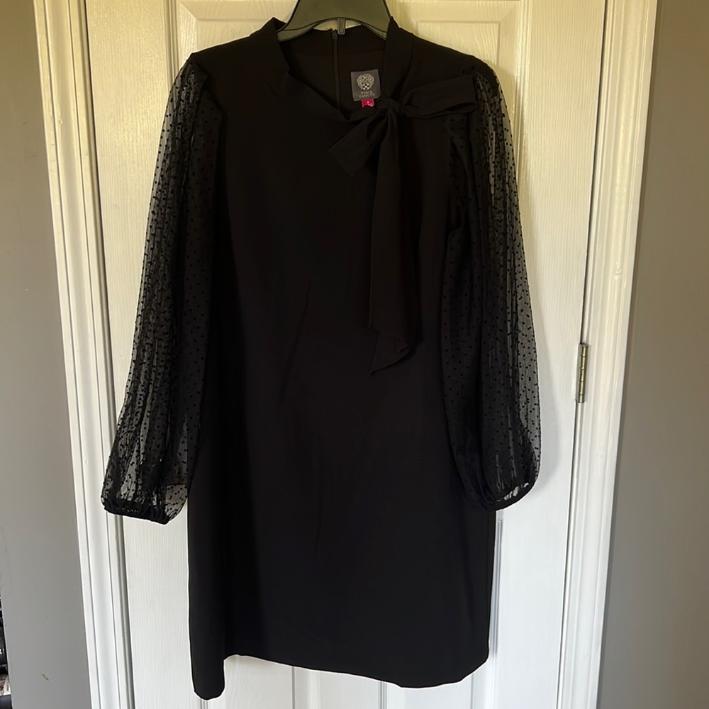 Vince Camuto Black Tie Neck Dress